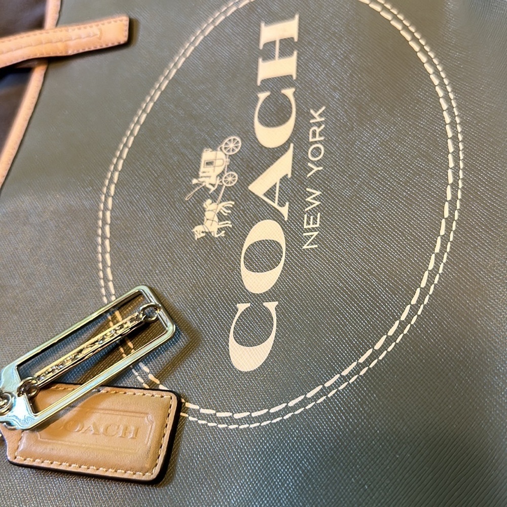 Coach Green Leather Crossbody Tote Bag Purse